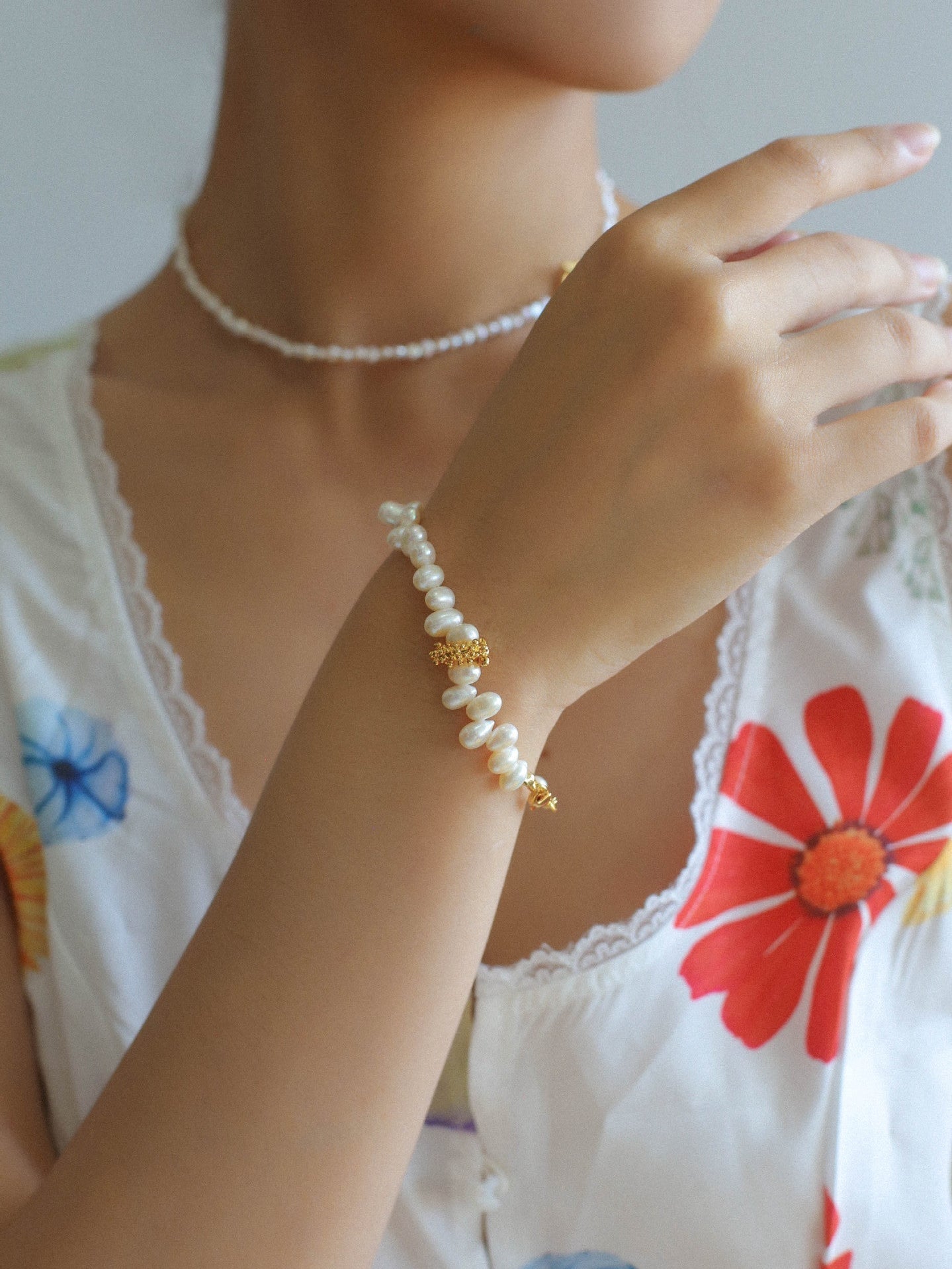 Asymmetrical Freshwater Pearl Bracelet