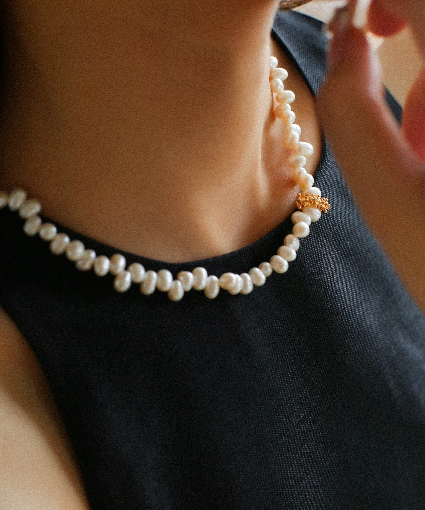 Asymmetrical Freshwater Pearl Necklace gembea jewelry