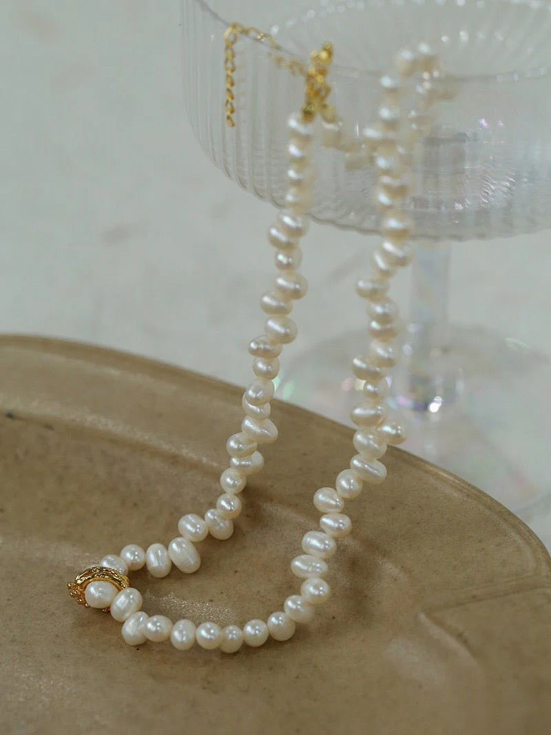 Asymmetrical Freshwater Pearl Necklace gembea jewelry