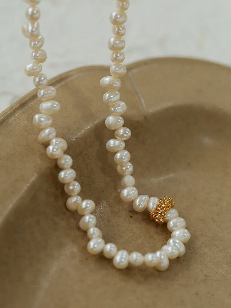 Asymmetrical Freshwater Pearl Necklace gembea jewelry