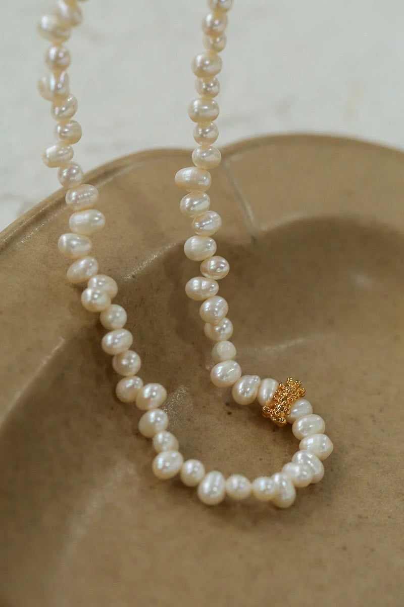Asymmetrical Freshwater Pearl Necklace gembea jewelry