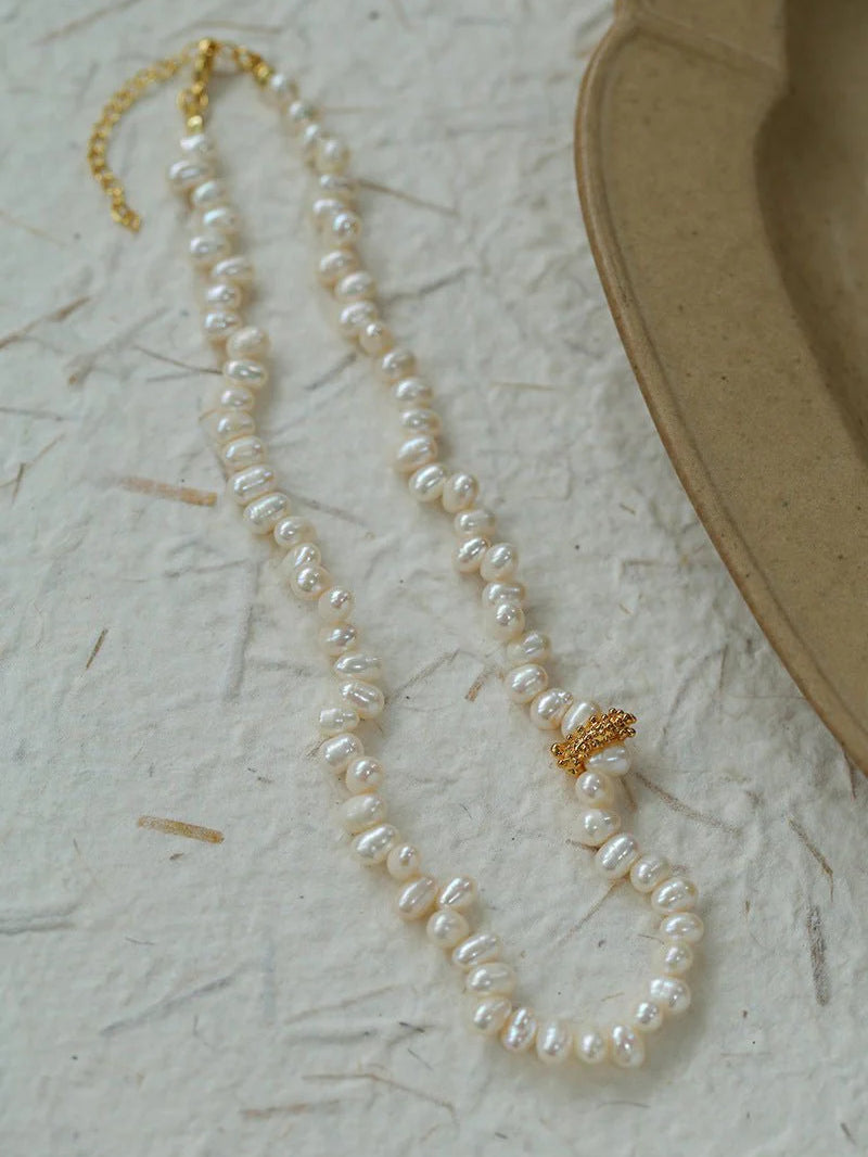 Asymmetrical Freshwater Pearl Necklace gembea jewelry