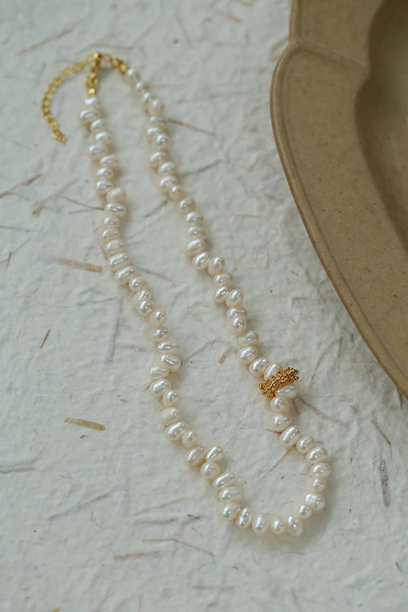 Asymmetrical Freshwater Pearl Necklace gembea jewelry