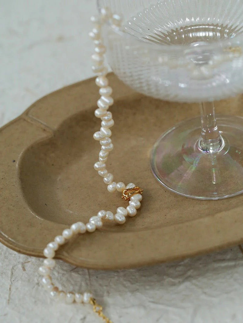 Asymmetrical Freshwater Pearl Necklace gembea jewelry