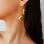 Asymmetrical Long Lotus Earrings - Gembea Jewelry