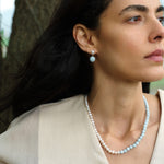 Azure Whisper Aquamarine Freshwater Pearl Necklace gembea jewelry