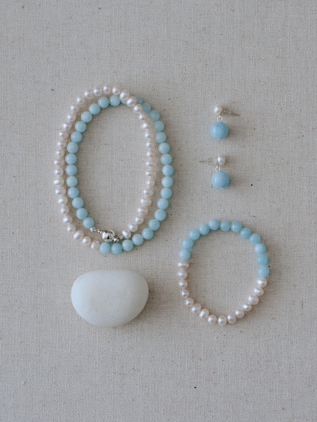 Azure Whisper Aquamarine Freshwater Pearl Necklace gembea jewelry