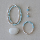 Azure Whisper Aquamarine Freshwater Pearl Necklace gembea jewelry