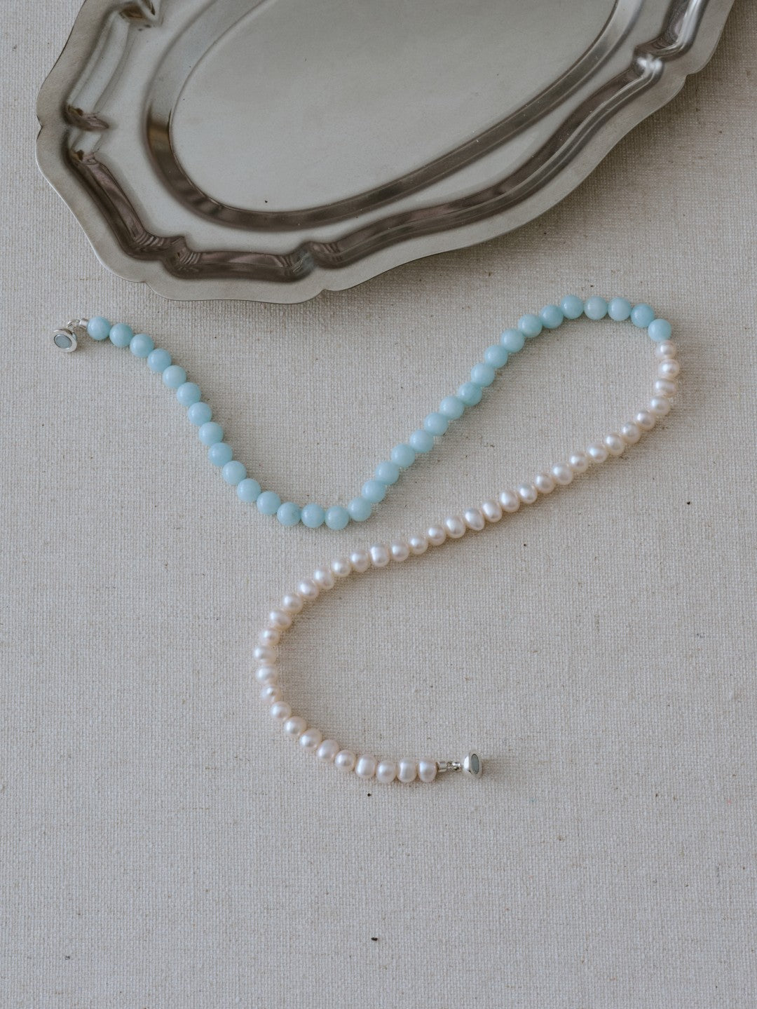 Azure Whisper Aquamarine Freshwater Pearl Necklace gembea jewelry