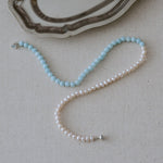 Azure Whisper Aquamarine Freshwater Pearl Necklace gembea jewelry