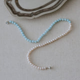 Azure Whisper Aquamarine Freshwater Pearl Necklace gembea jewelry