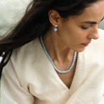 Azure Whisper Aquamarine Pearl Drop Earrings gembea jewelry