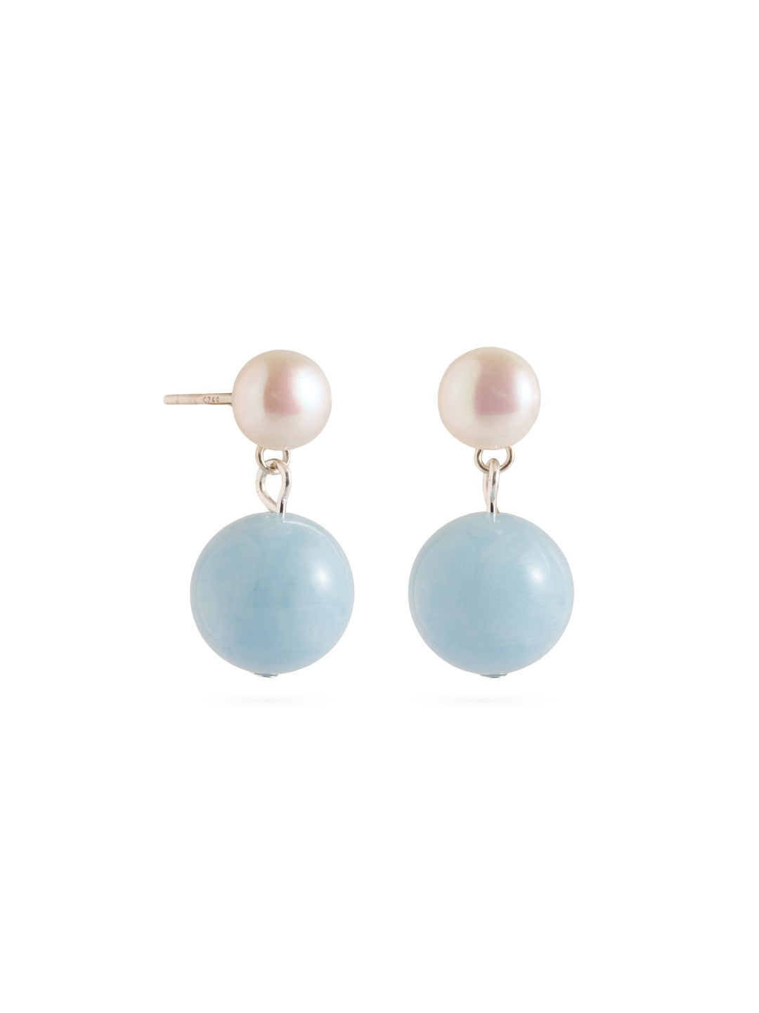 Azure Whisper Aquamarine Pearl Drop Earrings gembea jewelry