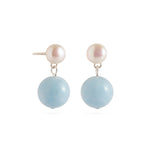 Azure Whisper Aquamarine Pearl Drop Earrings gembea jewelry