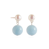 Azure Whisper Aquamarine Pearl Drop Earrings gembea jewelry