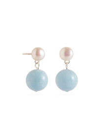 Azure Whisper Aquamarine Pearl Drop Earrings gembea jewelry