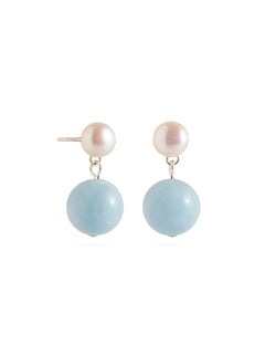 Azure Whisper Aquamarine Pearl Drop Earrings gembea jewelry