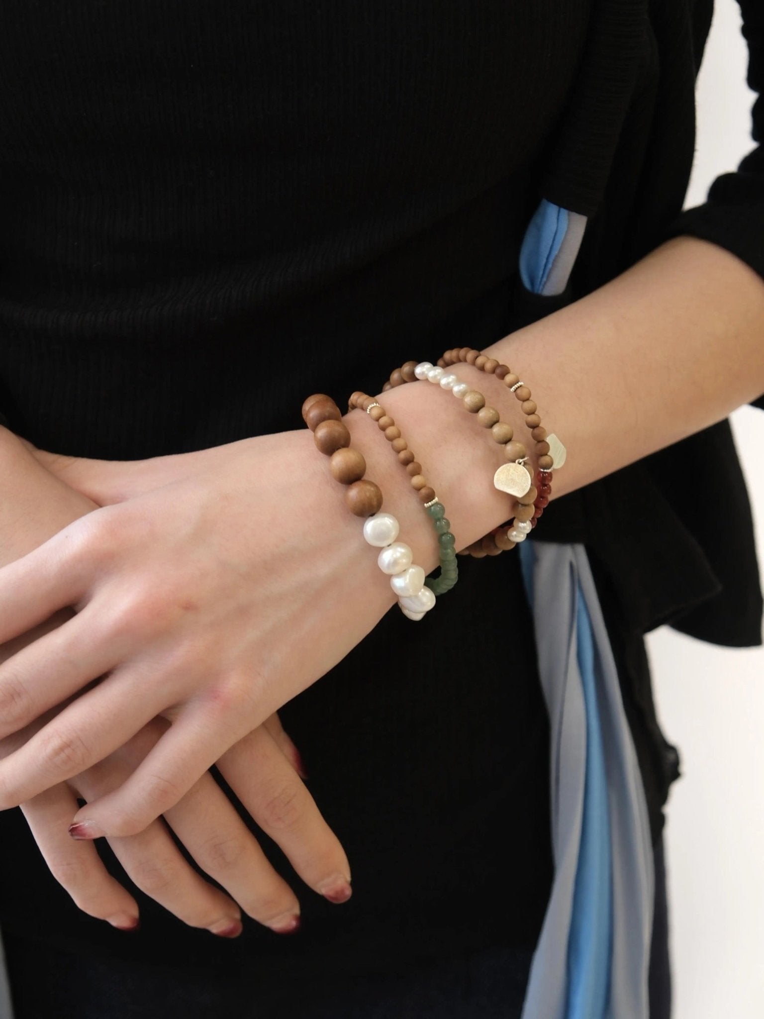 Barbie Sandalwood Pearl Stretch Bracelet gembea jewelry