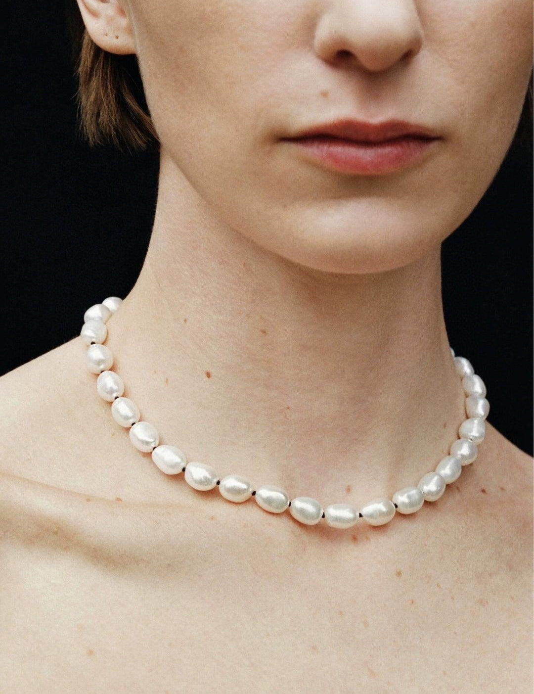 Baroque Rice Pearl Beaded Necklace - Gembea Jewelry