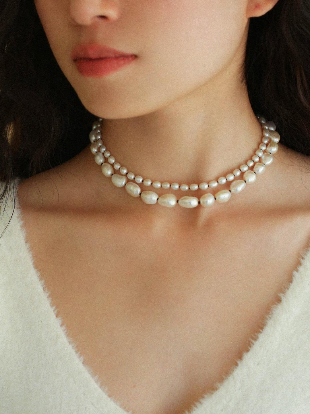 Baroque Rice Pearl Beaded Necklace - Gembea Jewelry