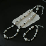 Baroque Pearl Black Agate Beaded Bracelet - Gembea Jewelry