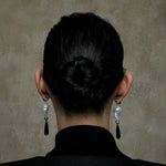 Baroque Pearl Black Agate Long Drop Earrings gembea jewelry