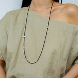 Baroque Pearl Black Spinel Beaded Long Necklace gembea jewelry