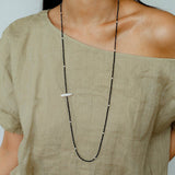 Baroque Pearl Black Spinel Beaded Long Necklace gembea jewelry