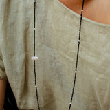 Baroque Pearl Black Spinel Beaded Long Necklace gembea jewelry