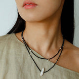 Baroque Pearl Black Spinel Beaded Long Necklace gembea jewelry