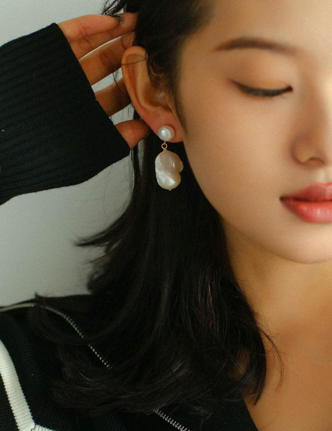 Baroque Pearl Drop Earrings - Gembea Jewelry