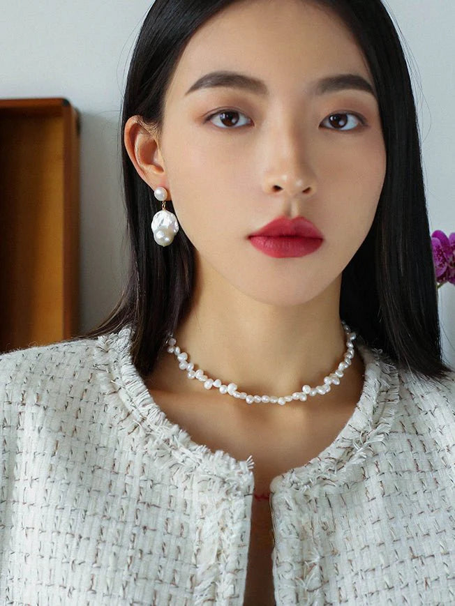 Baroque Pearl Drop Earrings-Gembea Jewelry