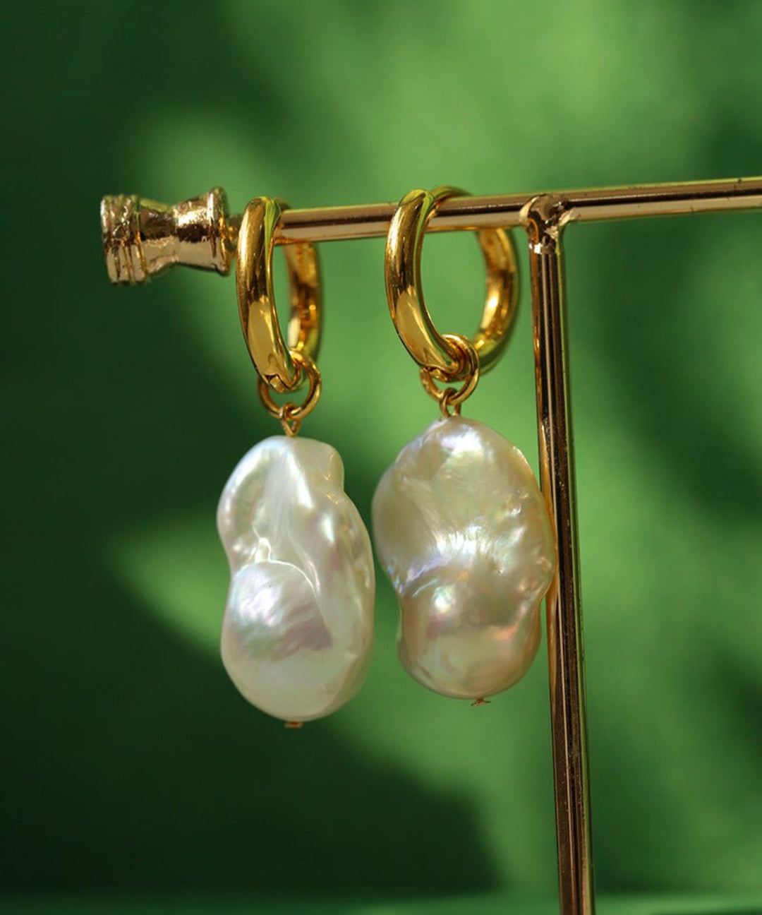 Baroque Pearl Drop Hoop Earrings gembea jewelry