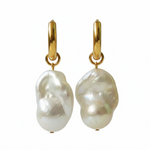 Baroque Pearl Drop Hoop Earrings gembea jewelry