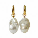 Baroque Pearl Drop Hoop Earrings gembea jewelry