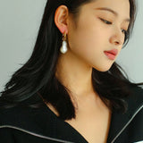 Baroque Pearl Drop Hoop Earrings gembea jewelry