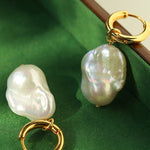 Baroque Pearl Drop Hoop Earrings gembea jewelry