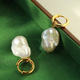 Baroque Pearl Drop Hoop Earrings gembea jewelry