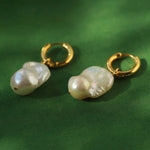 Baroque Pearl Drop Hoop Earrings gembea jewelry