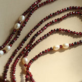 Baroque Pearl Garnet Long Necklace gembea jewelry