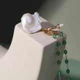 Baroque Pearl Green Agate Beaded Necklace - Gembea Jewelry