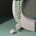 Baroque Pearl Green Agate Beaded Necklace - Gembea Jewelry