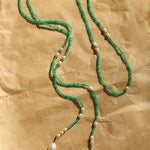 Baroque Pearl Green Agate Long Necklace gembea jewelry
