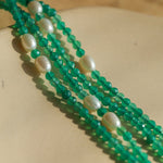 Baroque Pearl Green Agate Long Necklace gembea jewelry