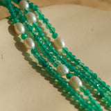 Baroque Pearl Green Agate Long Necklace gembea jewelry
