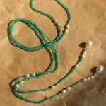 Baroque Pearl Green Agate Long Necklace gembea jewelry
