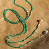 Baroque Pearl Green Agate Long Necklace gembea jewelry