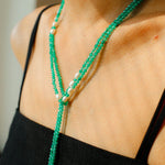 Baroque Pearl Green Agate Long Necklace gembea jewelry