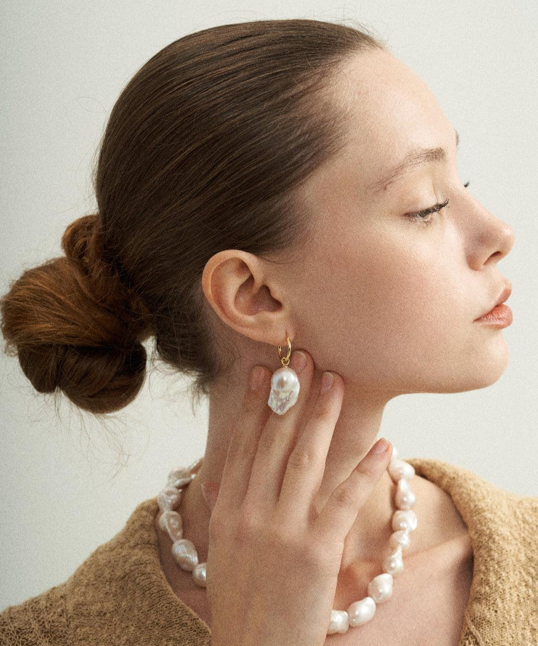 Baroque Pendant Hoop Earrings - Gembea Jewelry