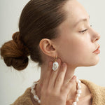 Baroque Pendant Hoop Earrings - Gembea Jewelry